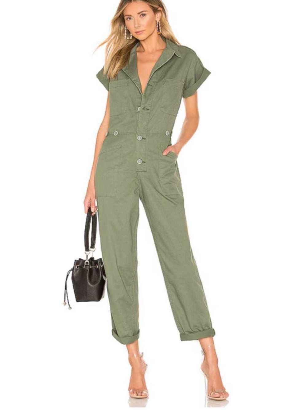 Pistola short sleeve utility jumpsuit/coveralls (olive green)